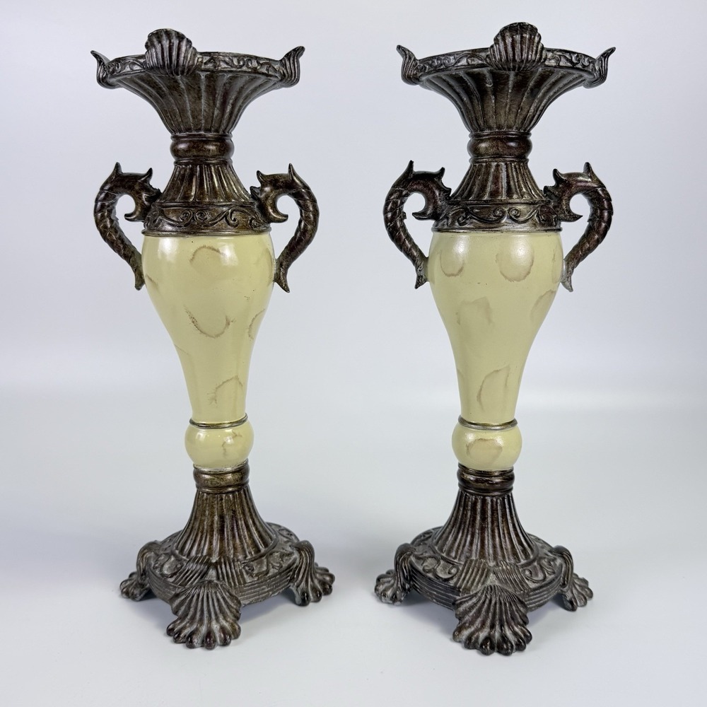 Candle Holder set of 2 Tuscan Italian style Candlestick